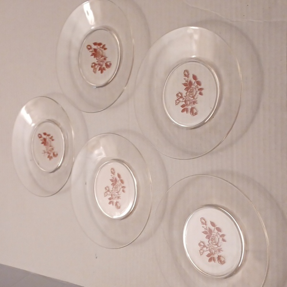 4/$30 Glass Floral Desert Saucers - Set of 5
